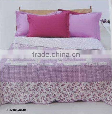 2015 high quality fake patchwork microfiber quilt set bedding set