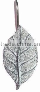 plant design shower curtain with12 pcs decorative resin hooks