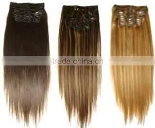 clip-in 100% human hair extension 1# Jet black color 100g clip in hair weft 1set/lot