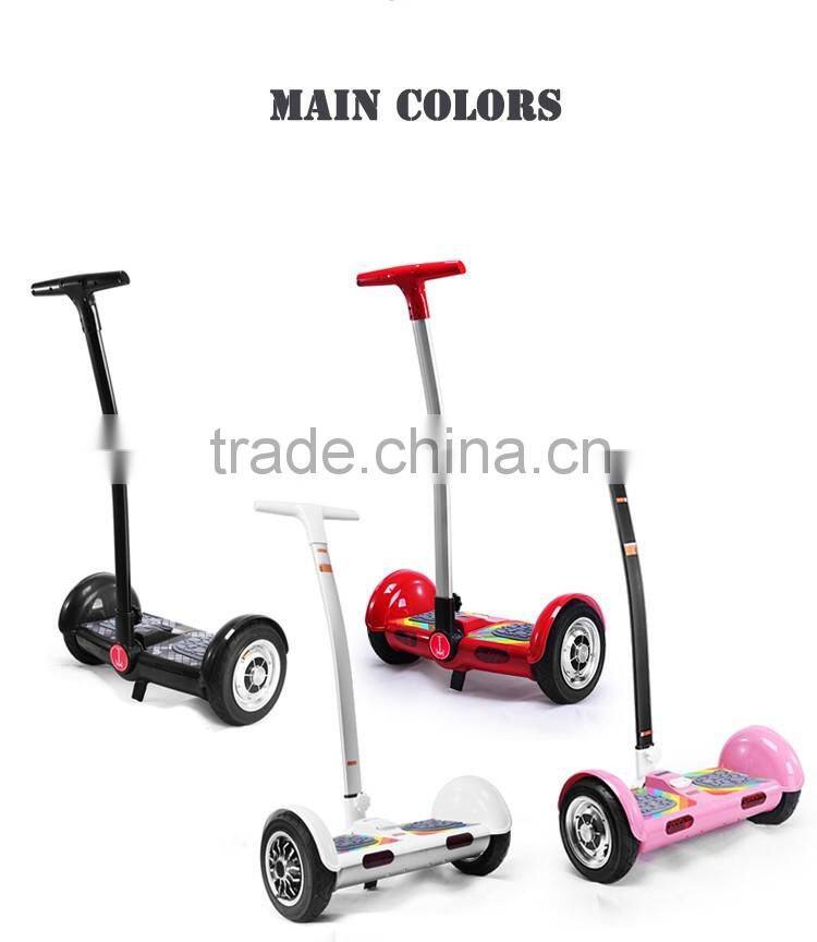 2016 new design 10 inch two wheel electric self balancing scooter with handle