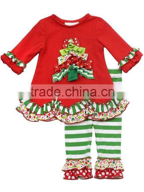 Christmas tree little girls boutique remake clothing sets