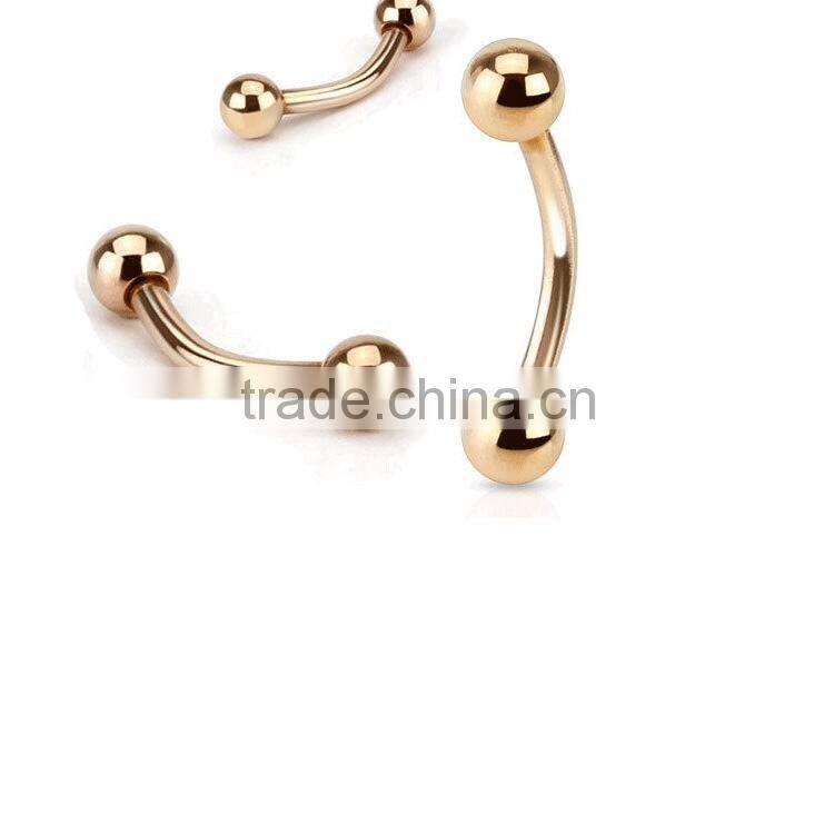 Rose Gold Plate Eyebrow Curved Barbell Body Piercing Jewelry