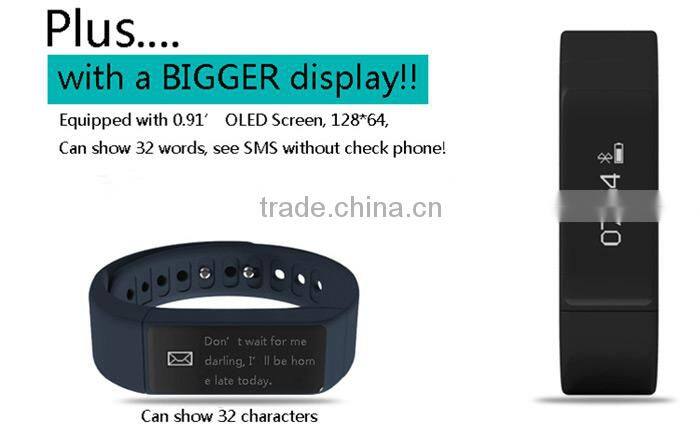 best selling I5 Plus Smart Bracelet Bluetooth 4.0 Waterproof Sleep Monitor Smart band Android 4.3 & IOS7.0 smart watch