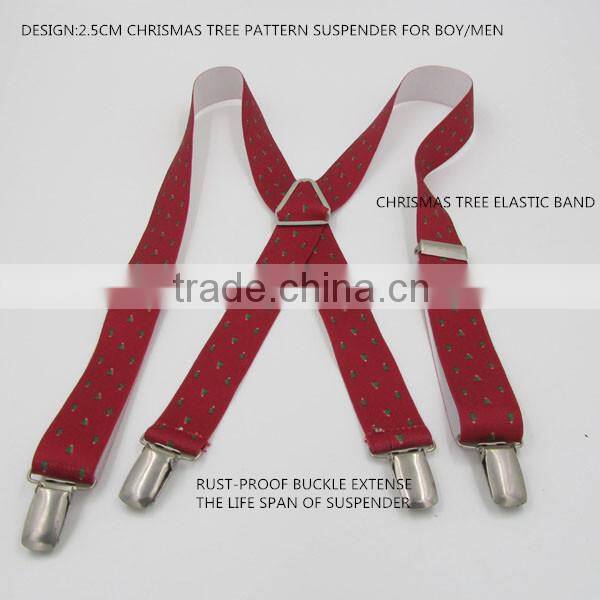 X SHAPE PROMTIONAL CHEAP CHRISMAS TREE DIGITAL PRINTING SUSPENDER BRACE FOR BOYS NEW YEAR CHRITSMAS DAY
