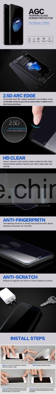 0.3 mm 2.5 D radian 9 H high transparent tempered glass For iphone 7 screen guard