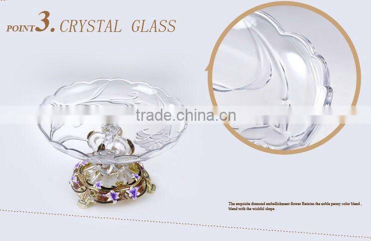 RORO Conjugal Felicity lily enamel pewter crystal glass fruit plate