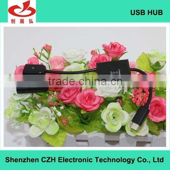 Hot sell high speed 2 PORT 2.0 Micro USB OTG Charge Hub for Mobile Phone and Tablet