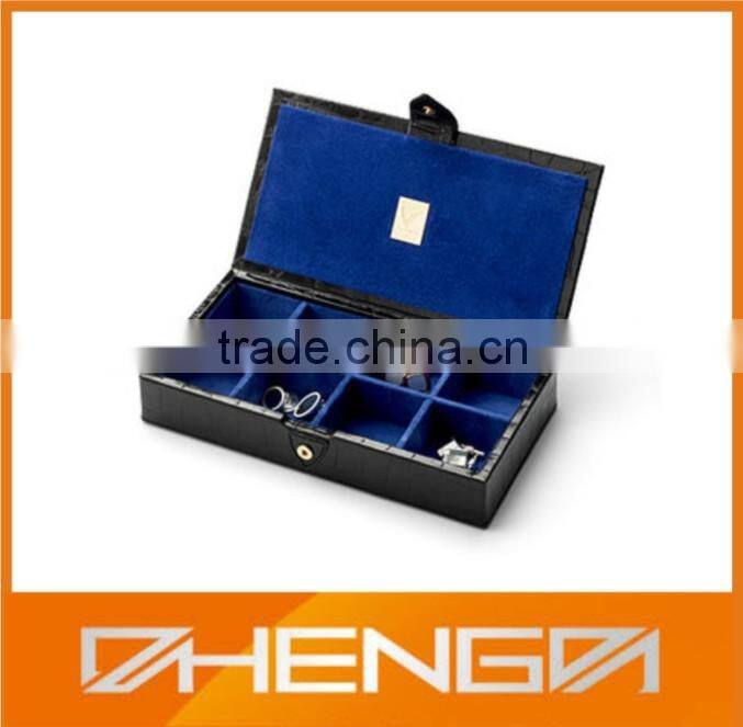 Best Sell factory custom made leather cufflink box with glass lid for gift (ZDS-F268)