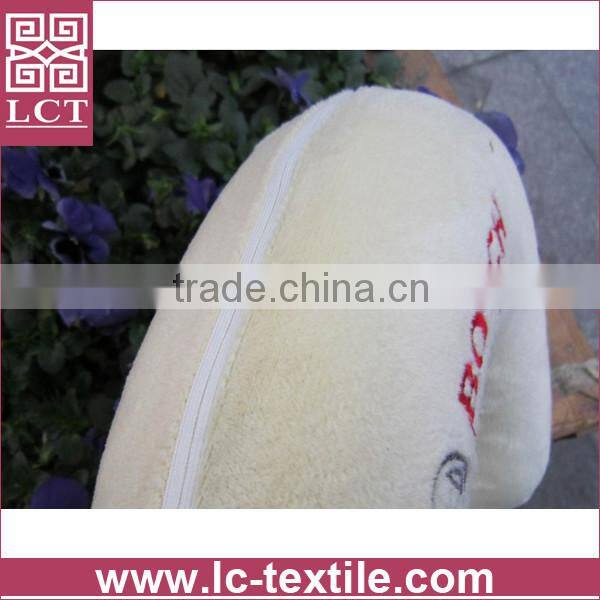 wholesale supersoft plush fabric blue color neck rest bone shaped cushion with your own brand embroidery for promotion(LCTP0184)