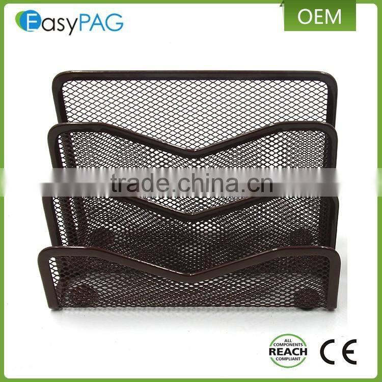 EasyPAG power coated brown metal wire mesh office accessories desk set organizer