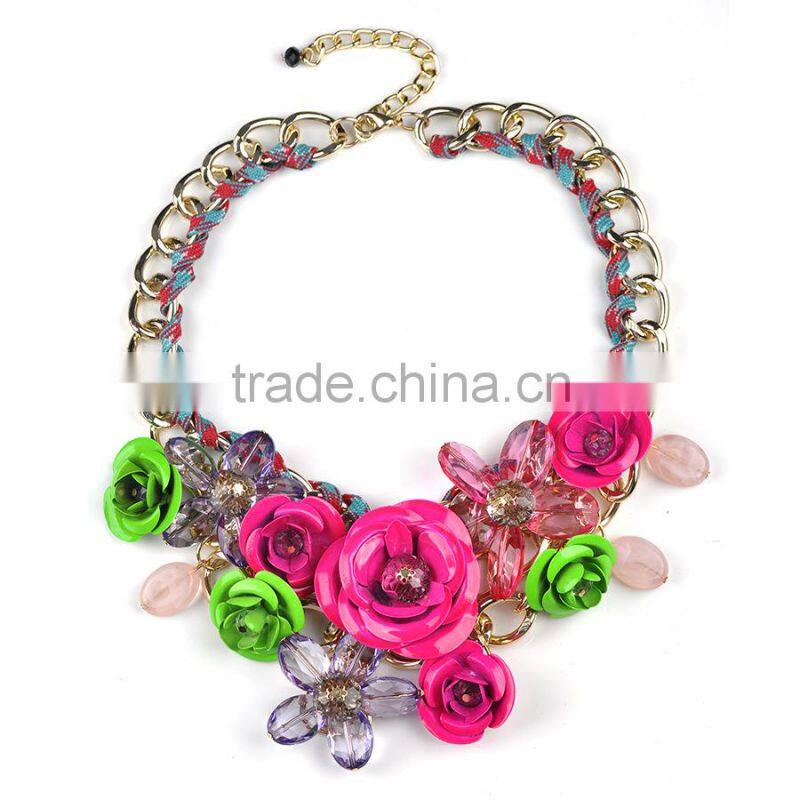 Flower necklace love forever christmas jewelry colored rosary