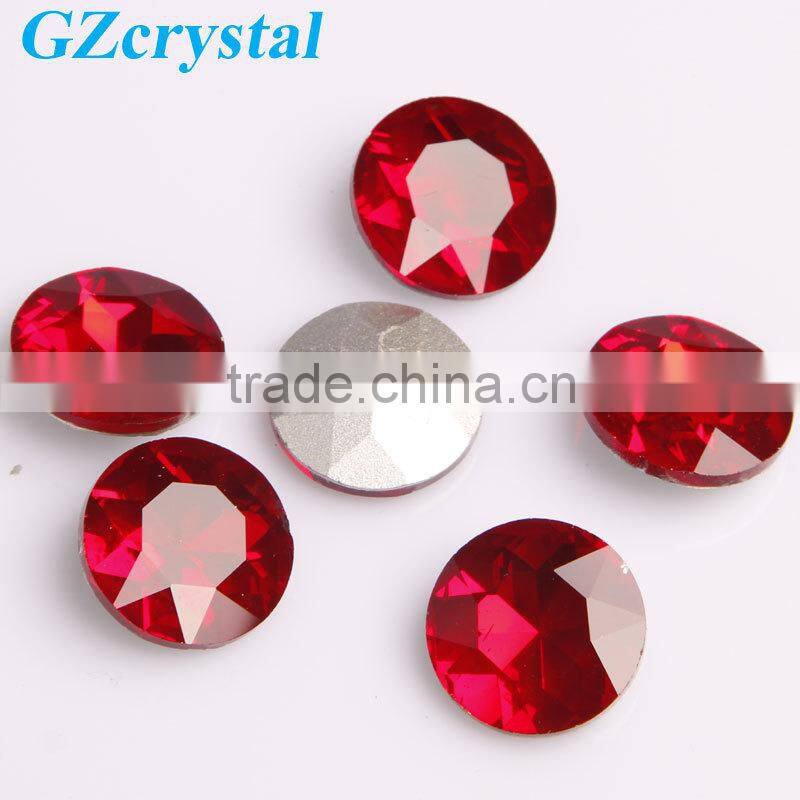 Round shape red colour cheap glass cut crystal beads