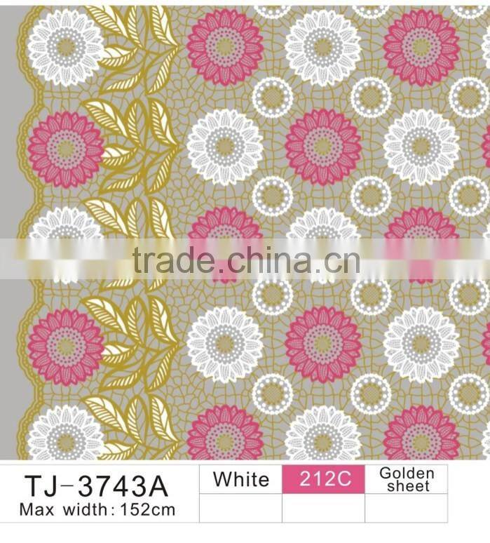 TJ-3743 Transparent emboossed tablecloth with golden & silver