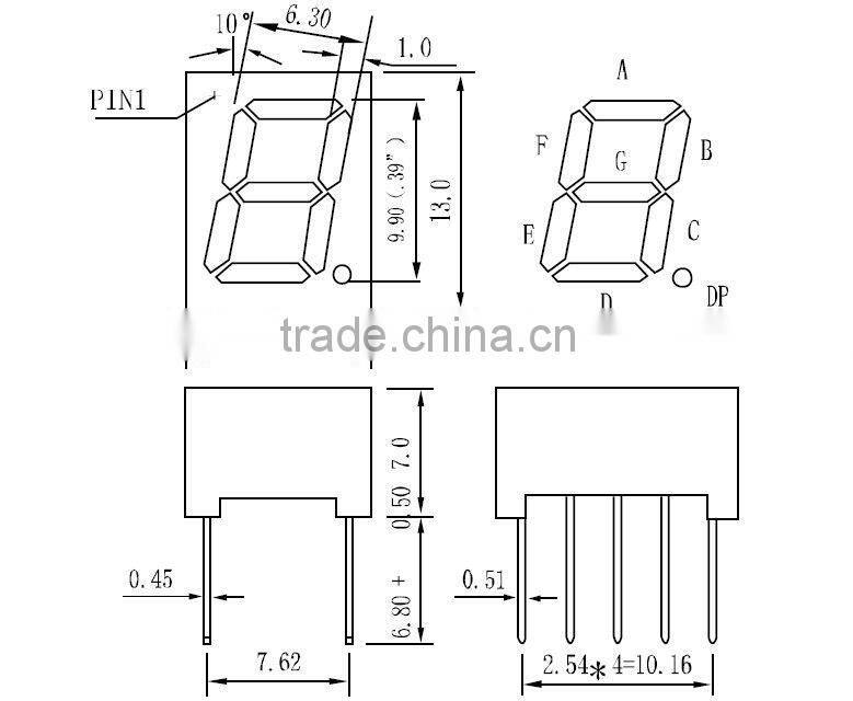 single digit 7 segment digital display board 0.39 inch green color