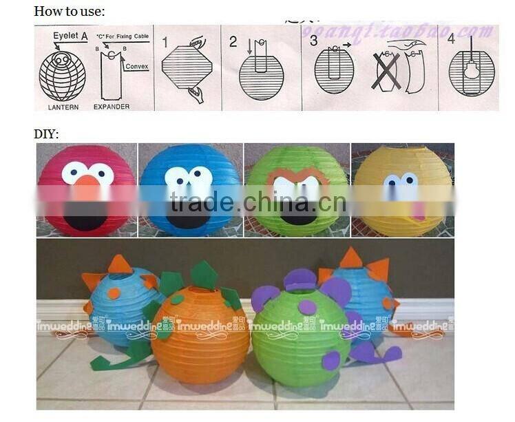 YIWU PARTYSUPPLIER 8" 12" 16" Assorted Eyelet Paper Lanterns