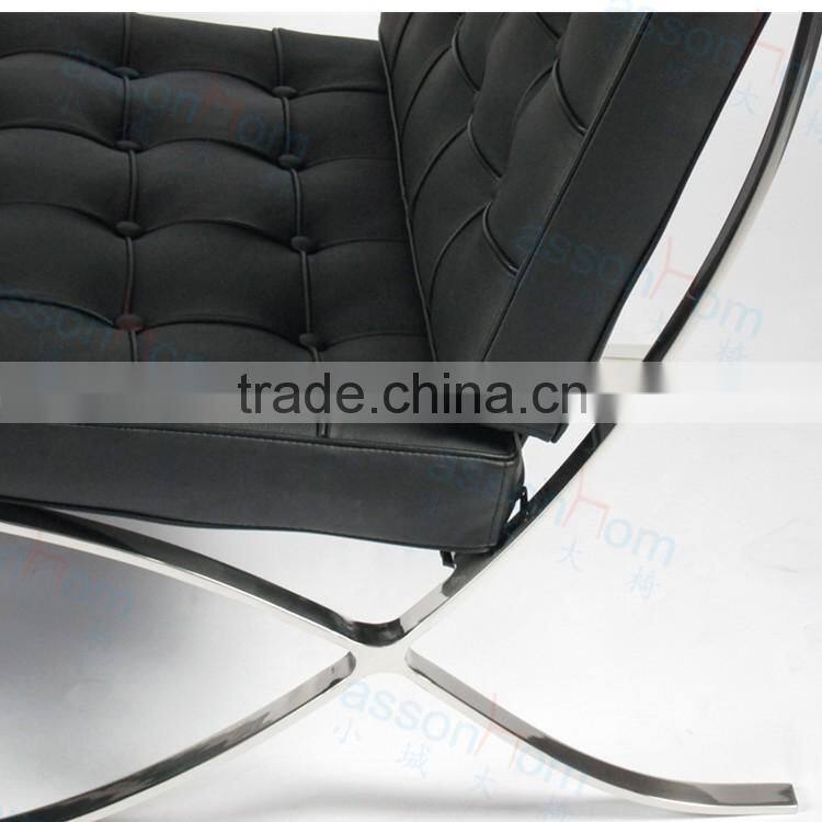 Black leather barcelona chair