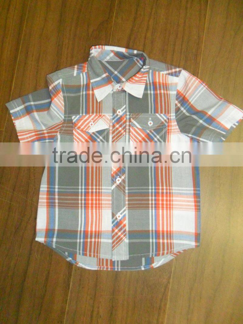 hot sale new style hawaiian fashion boy's summer short wide sleeve plaid shirt