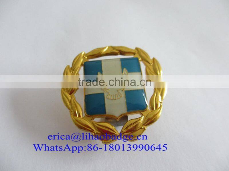 Metal emblem lapel pin , soft enamel process, Gold plated, butterfly clutch