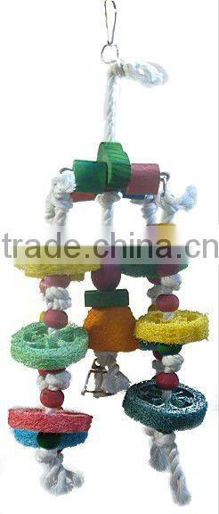 popular natural luffa parrot toy with bell