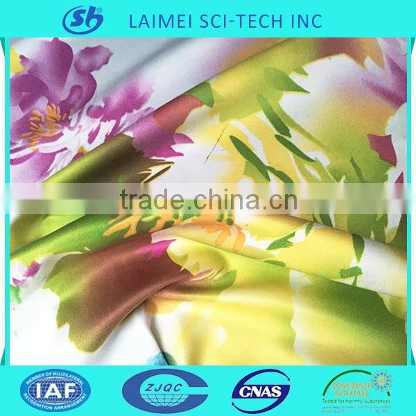 Wholesale contracted 100% polyester flower print satin mercerized fabric