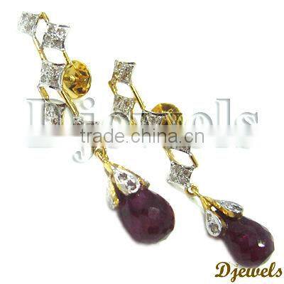Natural Ruby Earring Diamond Gold Earrings Earring Jewelry