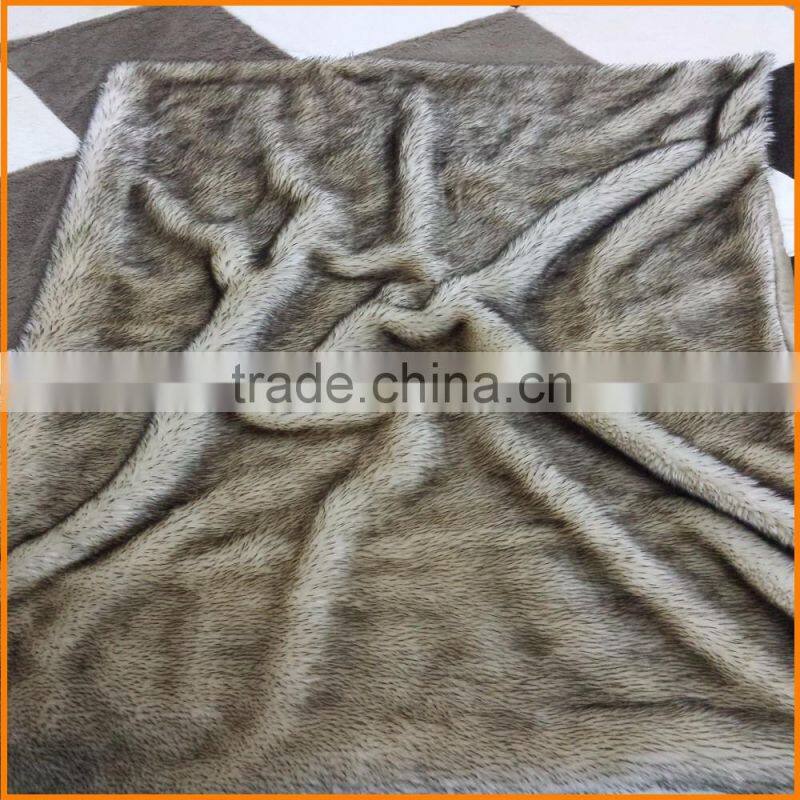 Faux Fur Throw Blanket - Rugs Two Tone Spiked Beige on Brown