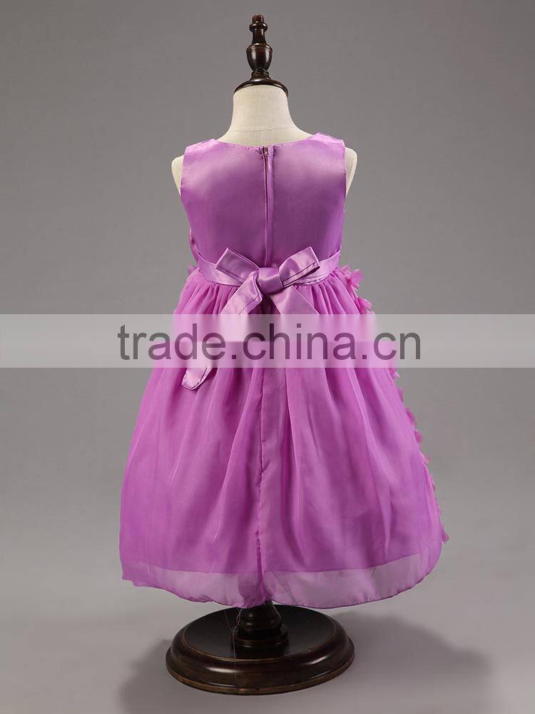 New Cute Fashion Baby Girl's Dress Kids Cotton Rose Flower Bowknot Sleeveless Princess Party Dress Wedding Flower Girl Dresses