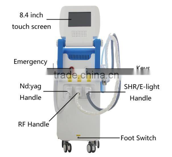 Professional ND yag q switched laser+ RF+ IPL+Elight beauty equipment
