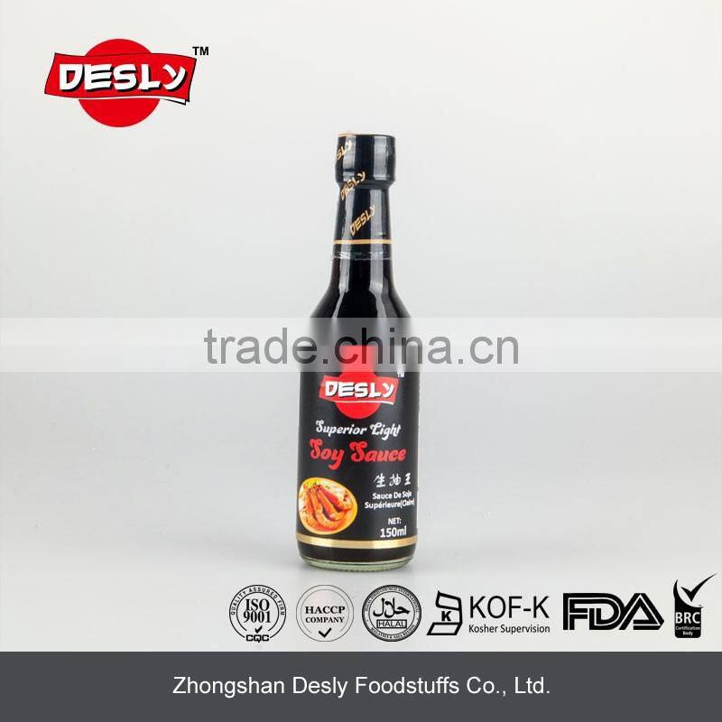 Desly factory chinese superior low salt soy sauce,light soy sauce mini bottle