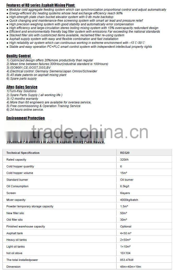 320T/H Asphalt Mixing Plant RD320