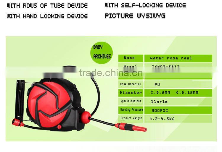 Auto extension retractable water hose reel garden tools