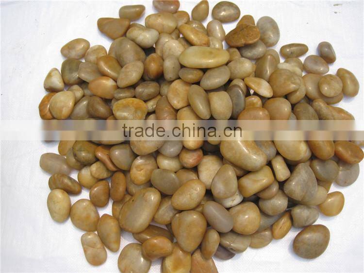 Yellow Polished Pebble Stone For Garden Decoration And Landscaping