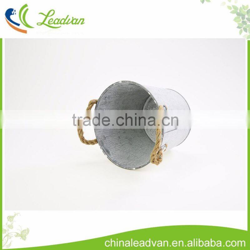 garden deco round metal hanging galvanized bucket