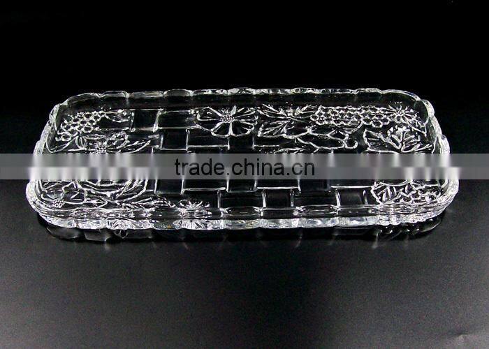 2017 new big glass plate transparent glass fruit plate