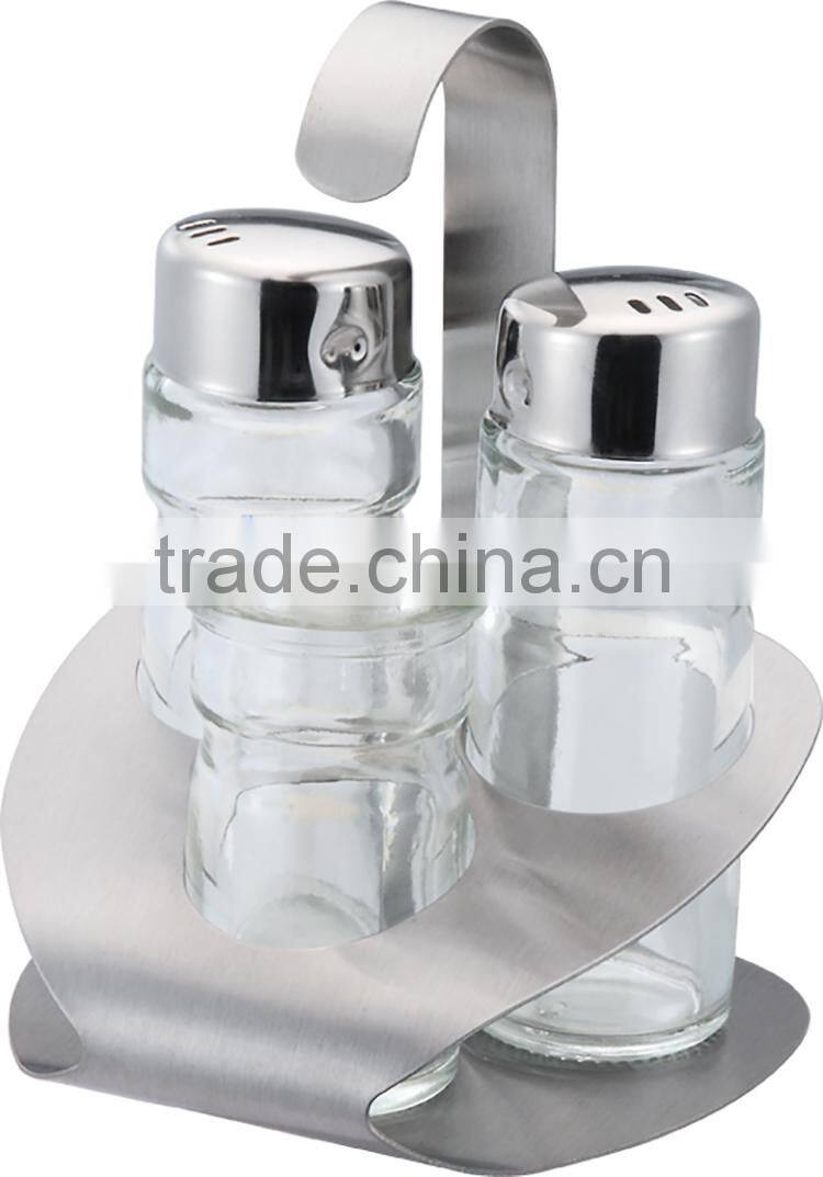 Kitchen Accessories Oil and Vinegar Stainless Steel Cruet Set With Rack