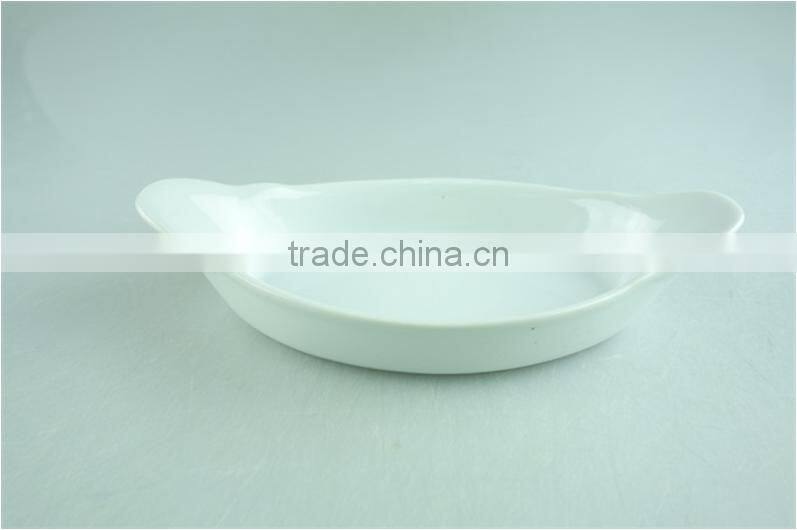 stocklot cheap Handle ceramic white ceramic oval bakeware