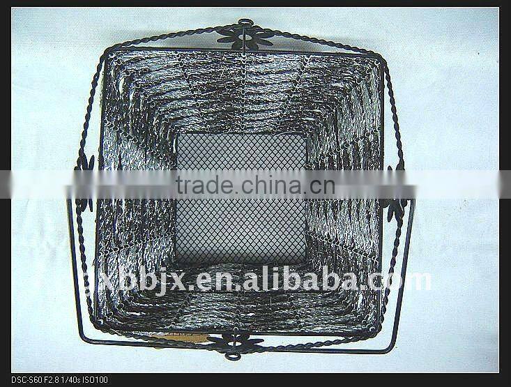 Paper rope wire square hanging storage scrap baskets