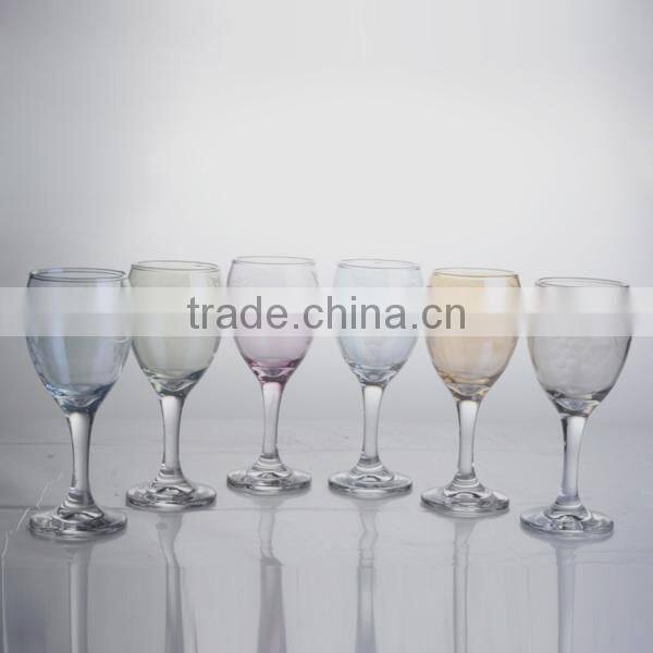 Cheap decorative fancy colored luster wine glasses machine blown