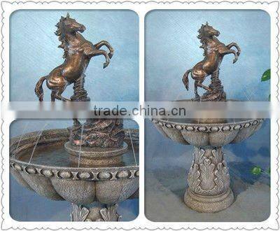 41 Inches Fiberglass Rockery Water Fountains with Horse