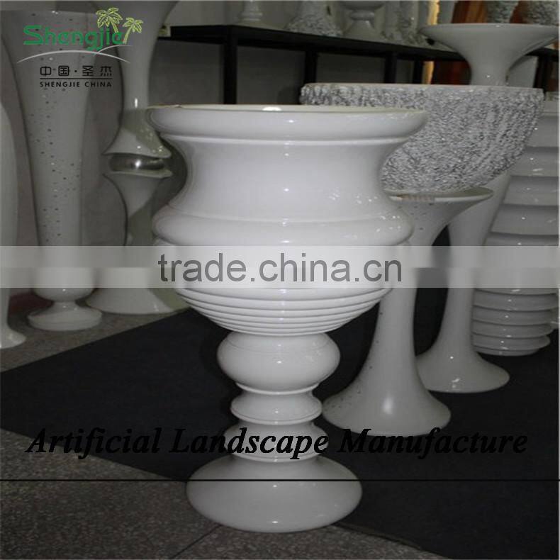 SJZJN 2660 decorative small round fiberglass clay garden pots, fiberglass clay garden planters