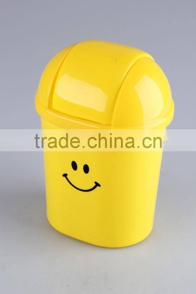 Printed Smiling Face Plastic Trash Can Household Garbage Can/Desktop bin