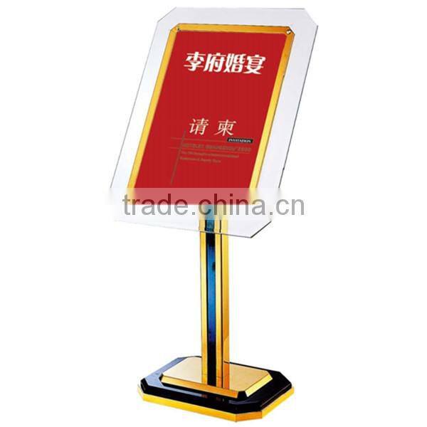 Hotel Equipment Wholesales floor Stand Sign Holders with glass Frames