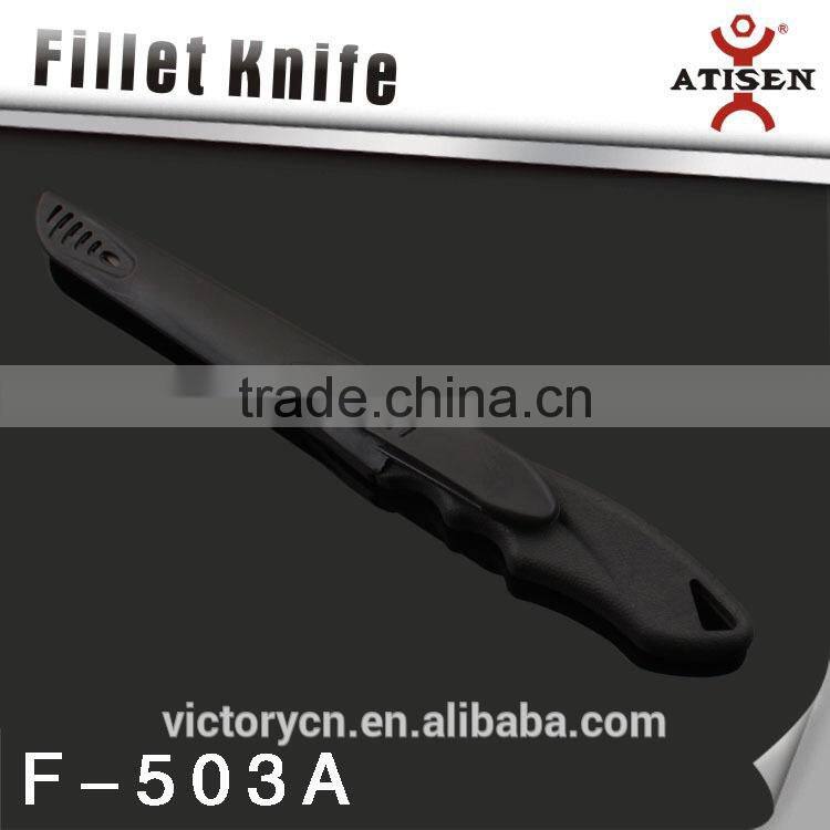 5"stainless steel fishing knife, Black coated fillet knife with knife cover F-503A