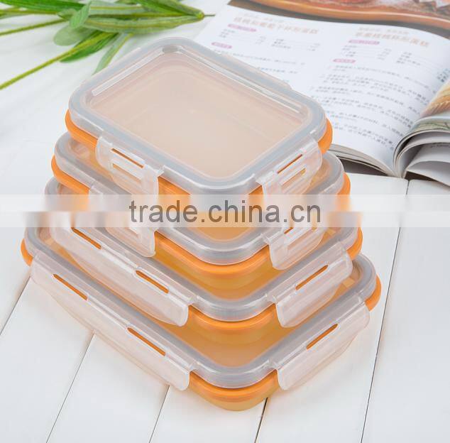 4 sizes Collapsible Silicone storage container / Silicone Folding Lunch Box