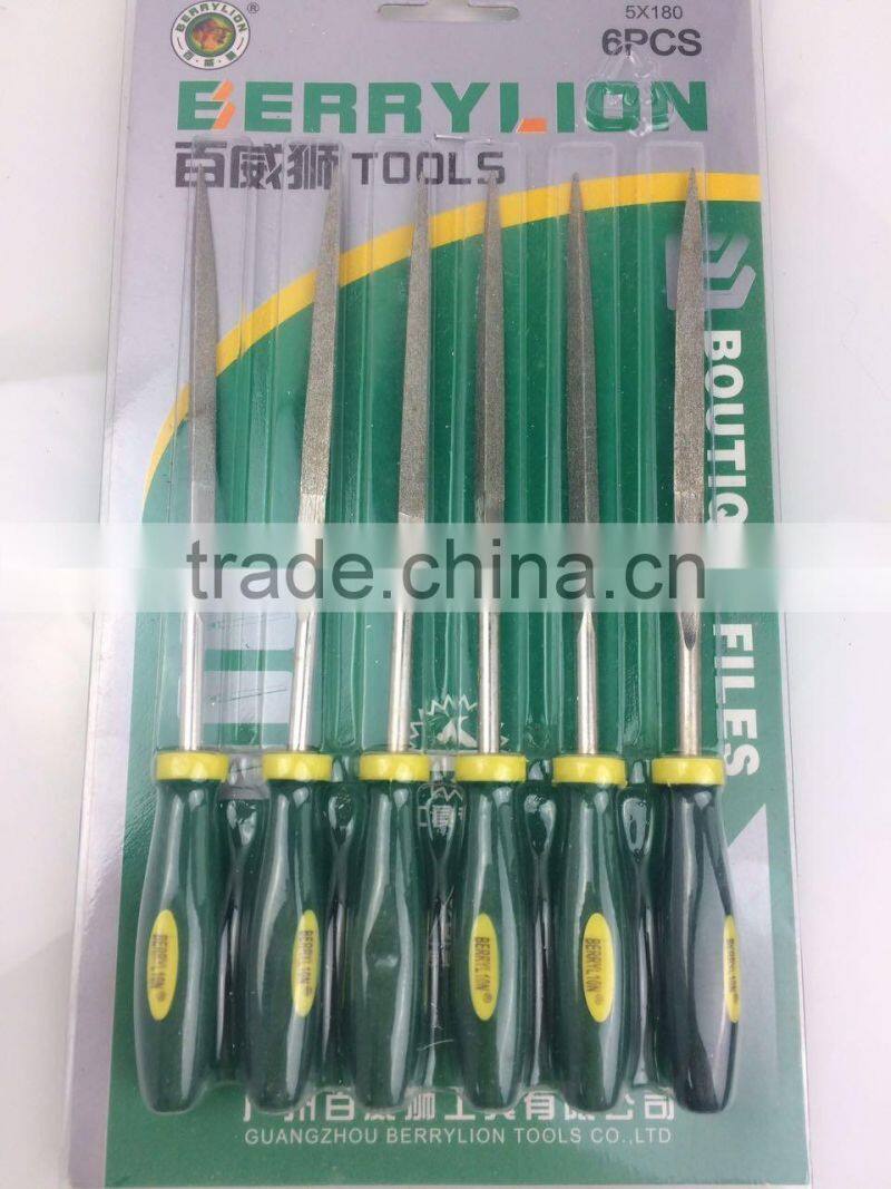 BERRYLION 5*180mm 7pcs professtional triangle steel files set with blister packing