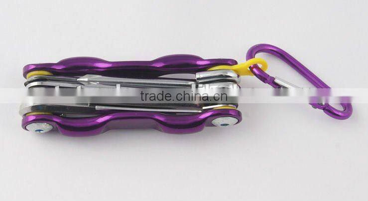 2014 new Stock pocket mini multi aluminium oxide promotion bike keychain tools 606-8