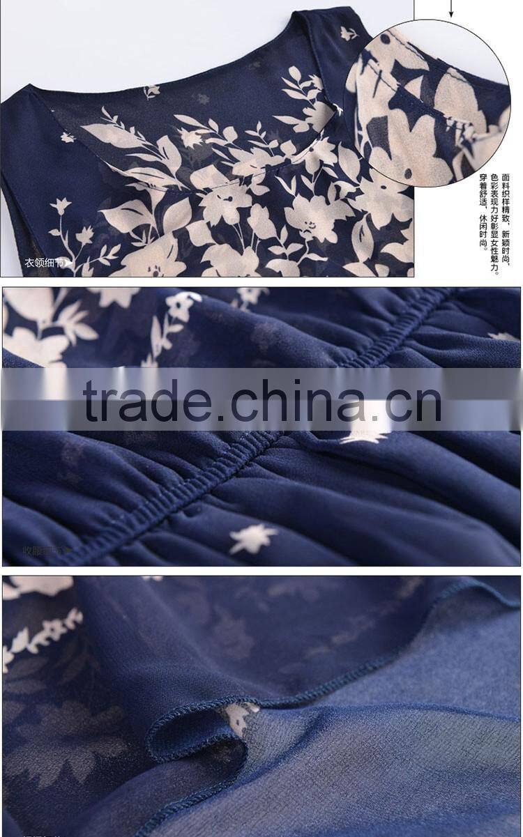 2016 Women Long Boho Maxi s Chiffon Floral seaside Dress Summer Beach Dresses wholesale