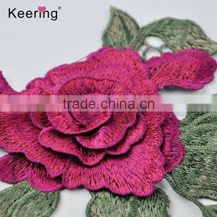 3D flower lifelike embroidery textilie patch for clothing WEF-012