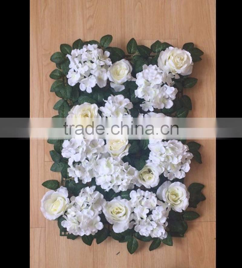 New design charming cream white flower green leaves flower wall backdrop decorative flowers