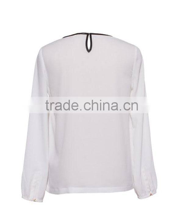 2015 spring latest elegant new model fashion round neck pullover summer blouses for women
